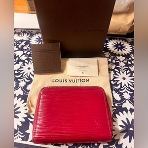 Louis Vuitton Magenta Epi Leather Zip Wallet